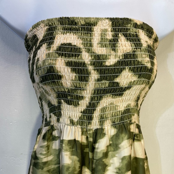 #0194-Made in Italy Green and Cream Strapless Jumpsuit - Picture 2 of 6